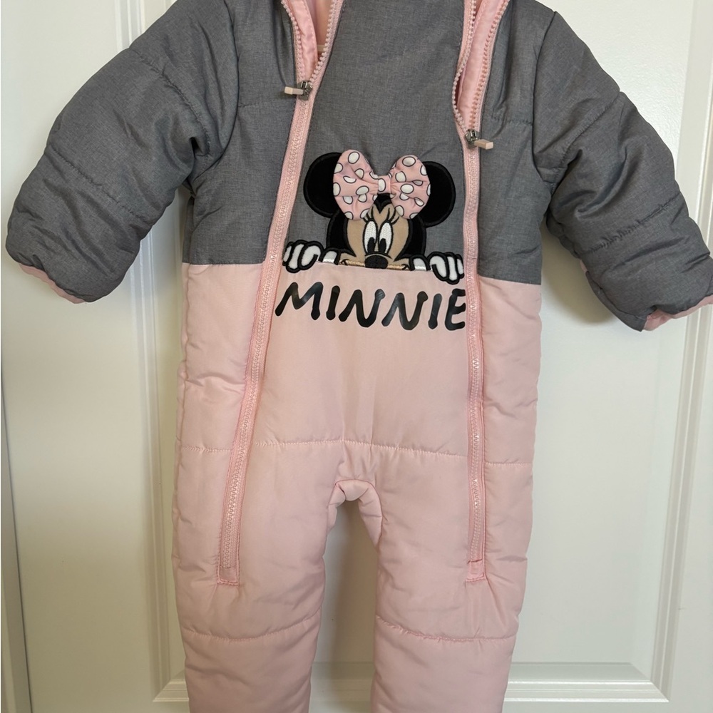 Disney Minnie Mouse Pink and Gray Footie - Picture 3 of 4